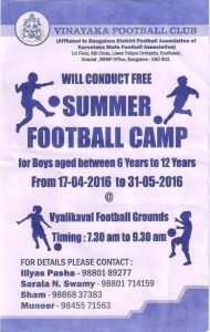 Vinayaka FC Summer Camp