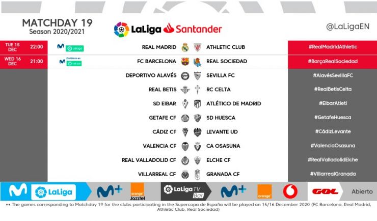 Calendrier Liga 2023 Valence Kick-Off Times For The Matches Brought Forward From Laliga Matchday 19!
