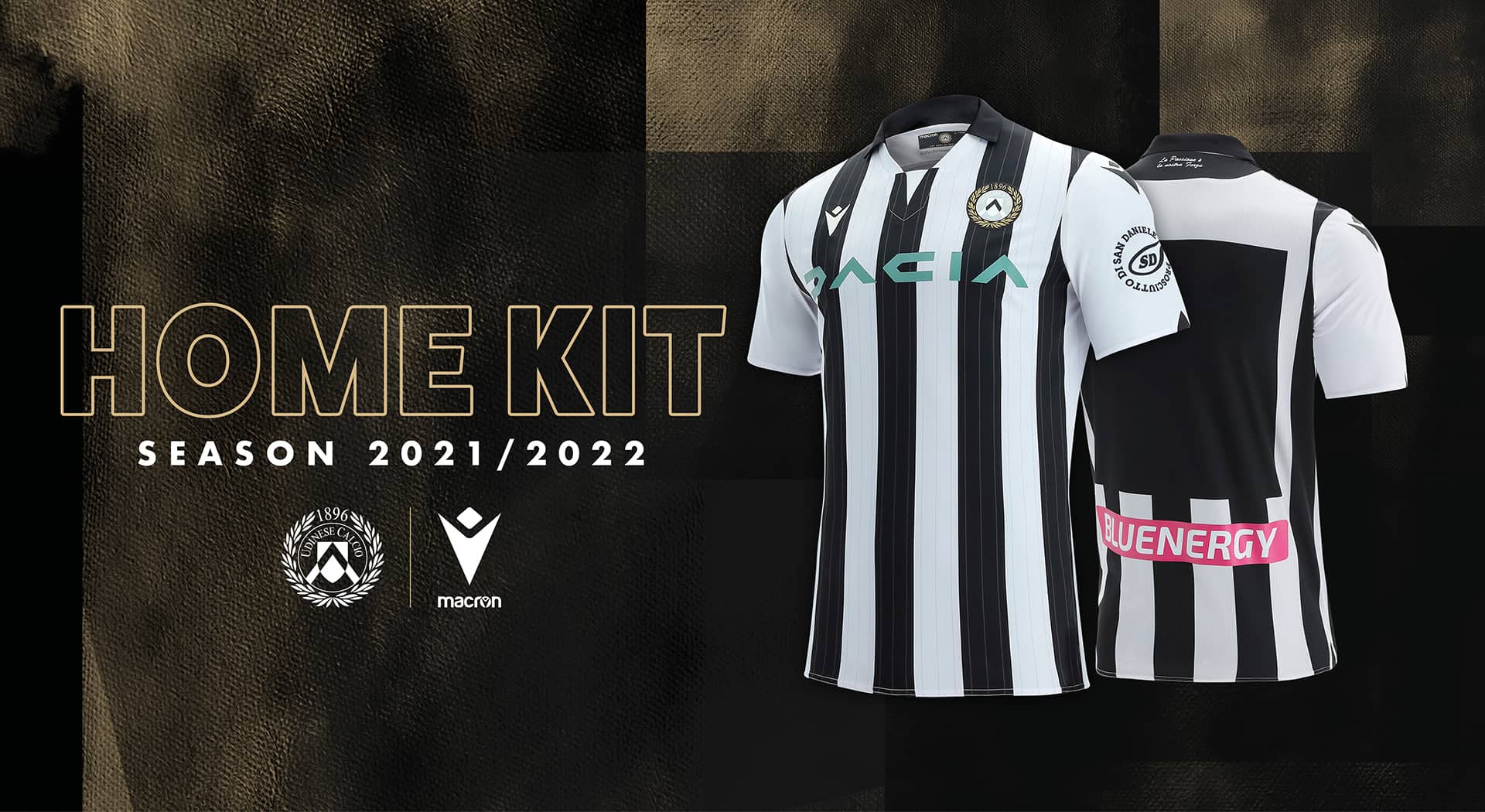 Traditional black & white with an elegant in new Macron-made Udinese Calcio home