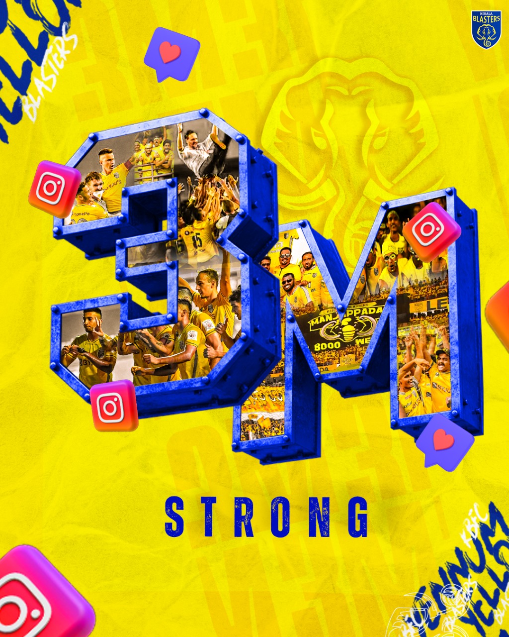 Kerala Blasters FC surpasses three million Instagram followers!
