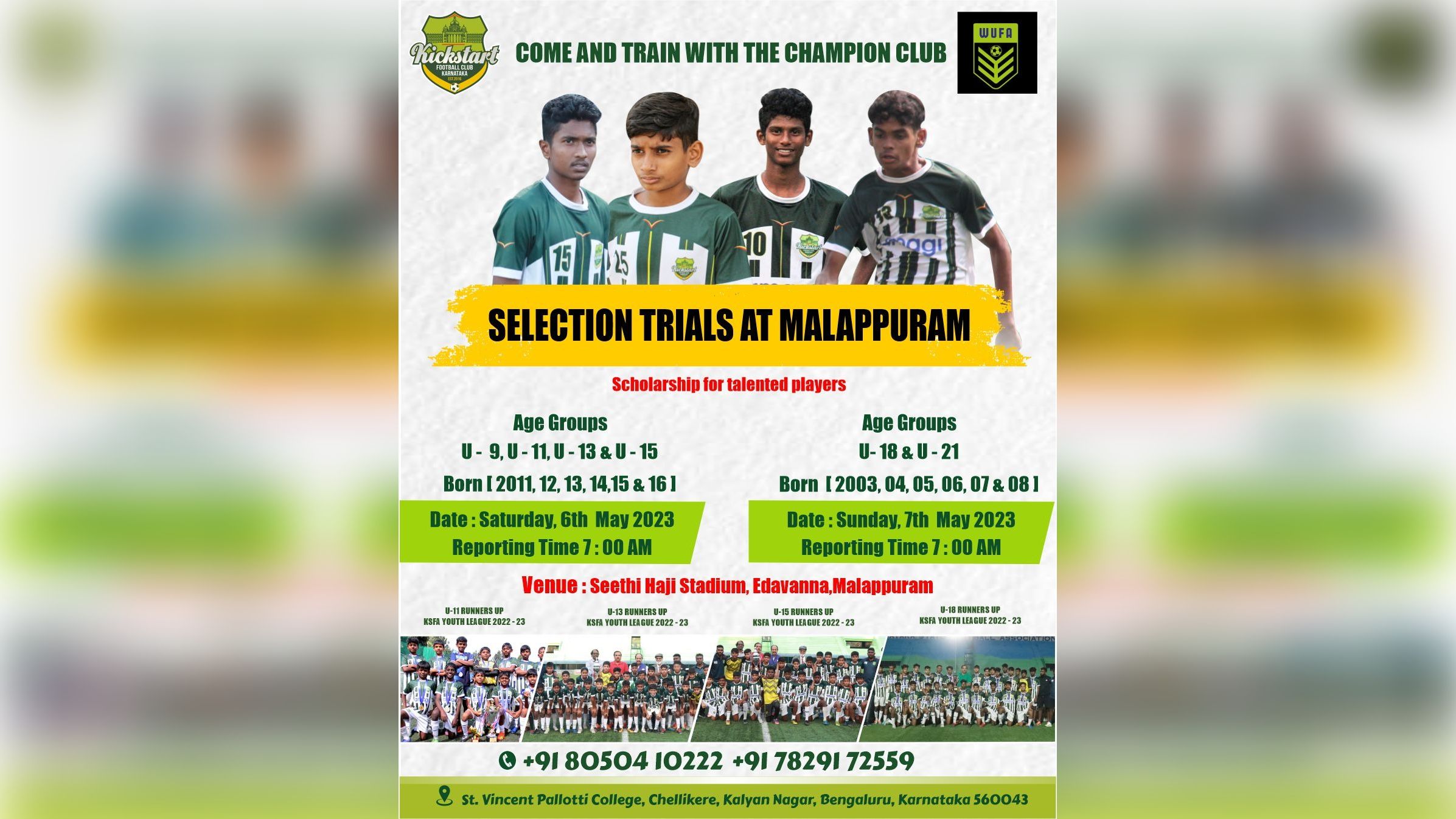 Kickstart FC to conduct trials for boys & girls in Malappuram!