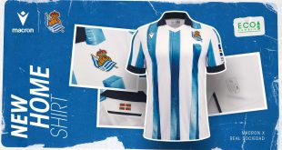 Sculptural design & graphics for new Macron-made Real Sociedad home kit!