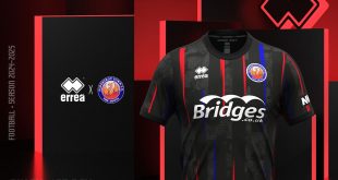 Black, red, & blue in new Aldershot Town FC away jersey!